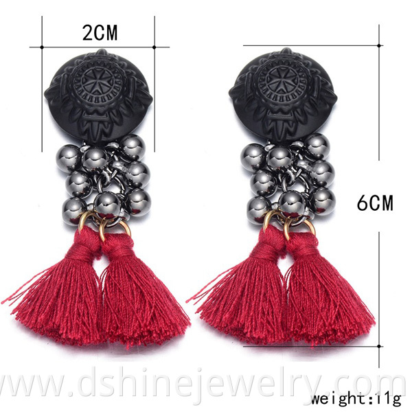 Seed Beads Earstuds Tassel Earrings